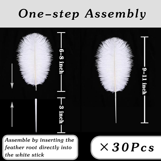 SOGUGOM Light Salmon Ostrich Feathers - 30PCS 6-8 inch Small Ostrich Feathers Kit for Wedding Decorations, Hats and DIY Projects(Light Salmon)
