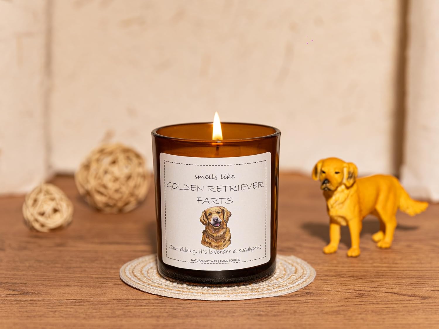 Golden Retriever Gifts, Golden Retriever Candle, Dog Mom Gifts for Women | Lavender & Eucalyptus • 100% Soy Wax • Clean Burn • Up to 50-Hour Burn • Funny Golden Retriever Decor • Gifts for Dog Lovers