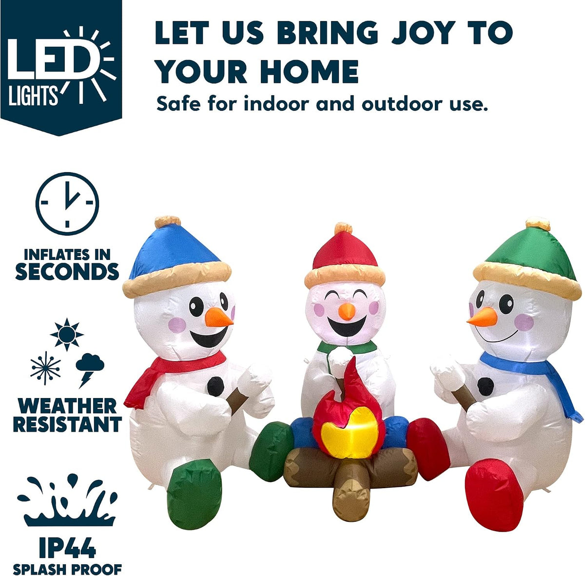 joiedomi 6 ft long christmas inflatable snowman with shown in use