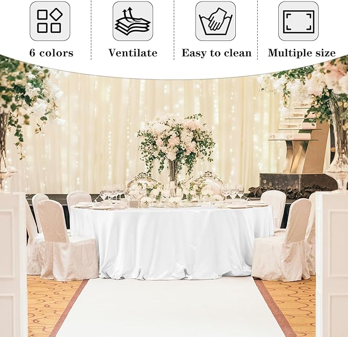 Fitable 8 Pack Black Table Cloths 120 Inch Round - Stain Resistant and Washable Tableclothes, Polyester Fabric Table Covers for Wedding, Party, Banquet, Formal Events