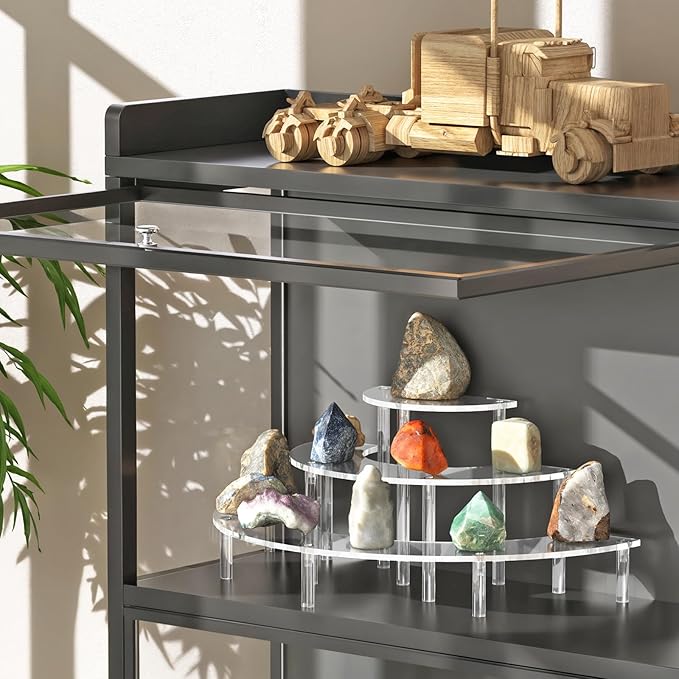 3 Tier Acrylic Display Risers 2 Pack, Half Moon Cupcake Stand, Clear Perfume Organizer, Dessert Stand for Display, Clear Display Stand for Food, Cupcake, Perfume, Collections