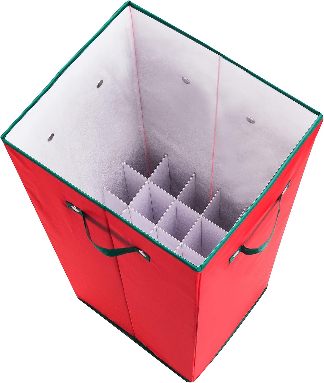Wrapping Paper Storage Box- Holds 20 Rolls of 30” Gift Wrap-Upright Container with Lid, Dividers & Handles-Christmas & Birthday Wrap by Elf Stor (Red)