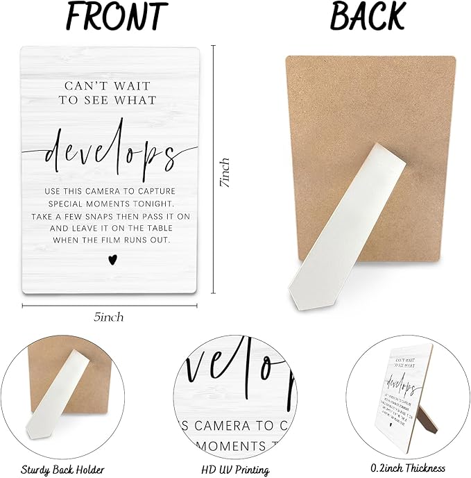 Can't Wait To See What Develops Wooden Stand 5x7inch, Wedding Camera Sign, Guest Photo Sign, Wedding Decor
