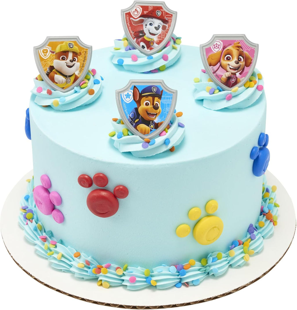 DecoPac Paw Patrol Reporting For Duty Rings, Cupcake Decorations Featuring Chase, Marshall, Skye, And Rubble - 24 Pack