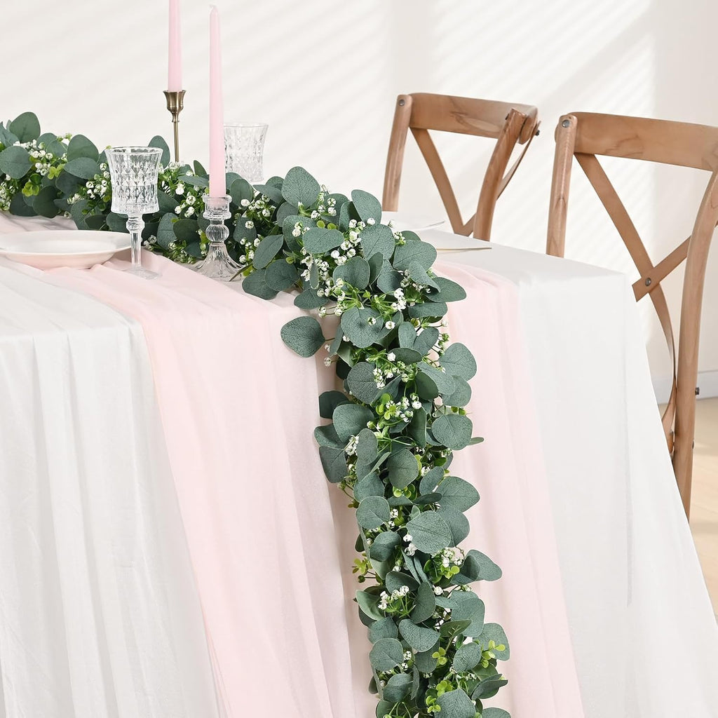 waipfaru 8pcs eucalyptus garland, 5.9ft greenery garland, green showing dimensions