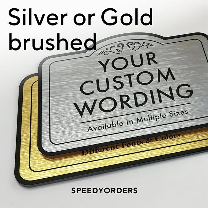 Custom Decorative Outdoor Metal Sign - Personalized Aluminum Driveway Sign, Waterproof, Made in USA - Design 1 Metallic Silver 18x12 In
