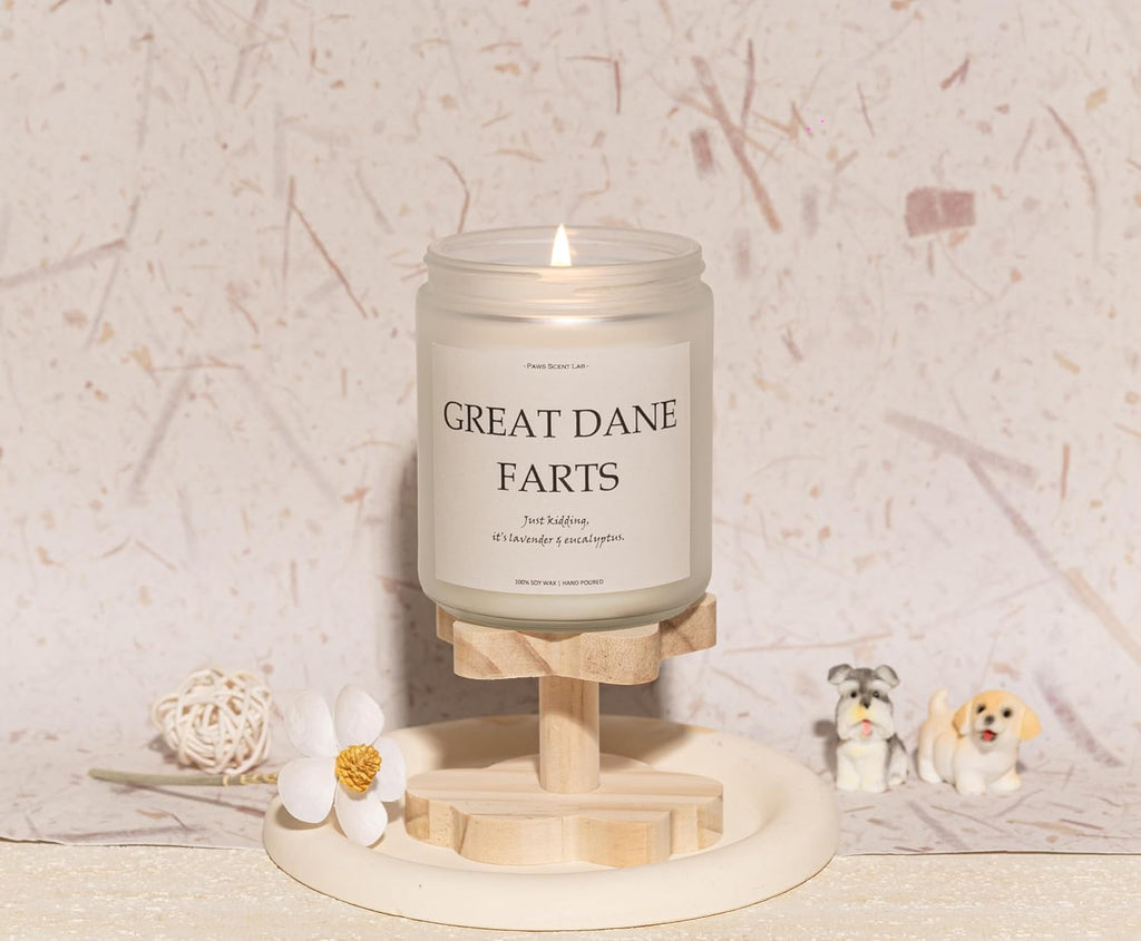 Great Dane Gifts, Great Dane Decor, Dog Farts Candle, Dog Mom Gifts for Women - Lavender & Eucalyptus, Crafted by Natural Soy Wax & Natural Essential Oils, 7OZ