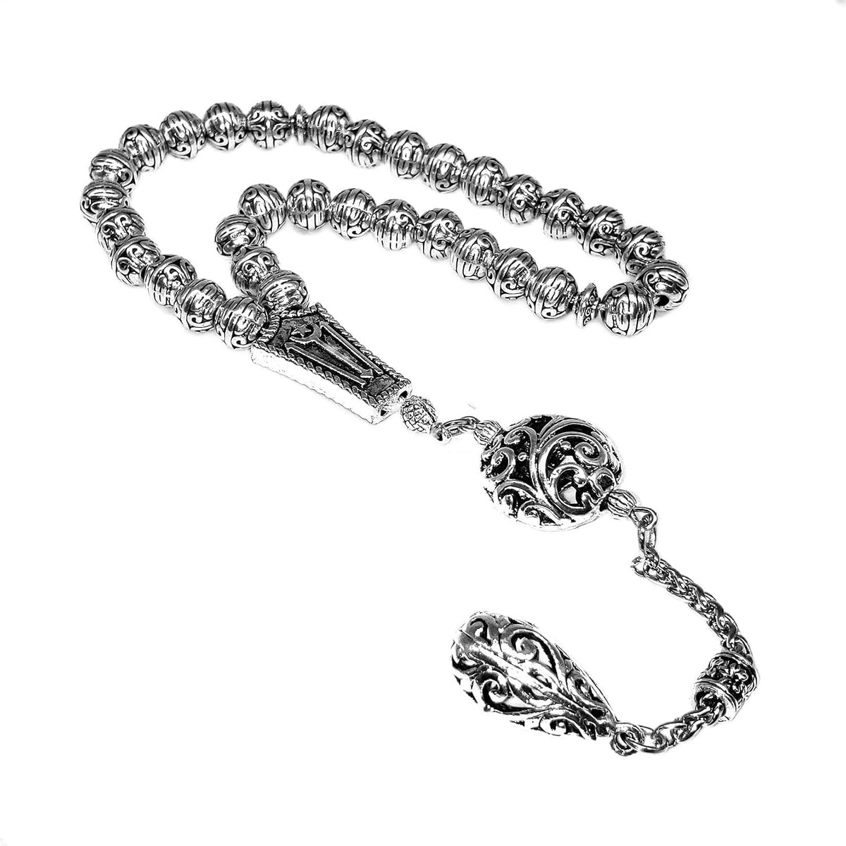 antique silver plated collection-worry beads-prayer beads-tesbih-tasbih-tasbeeh-misbaha-masbaha-subha-sebha-sibha (antique si