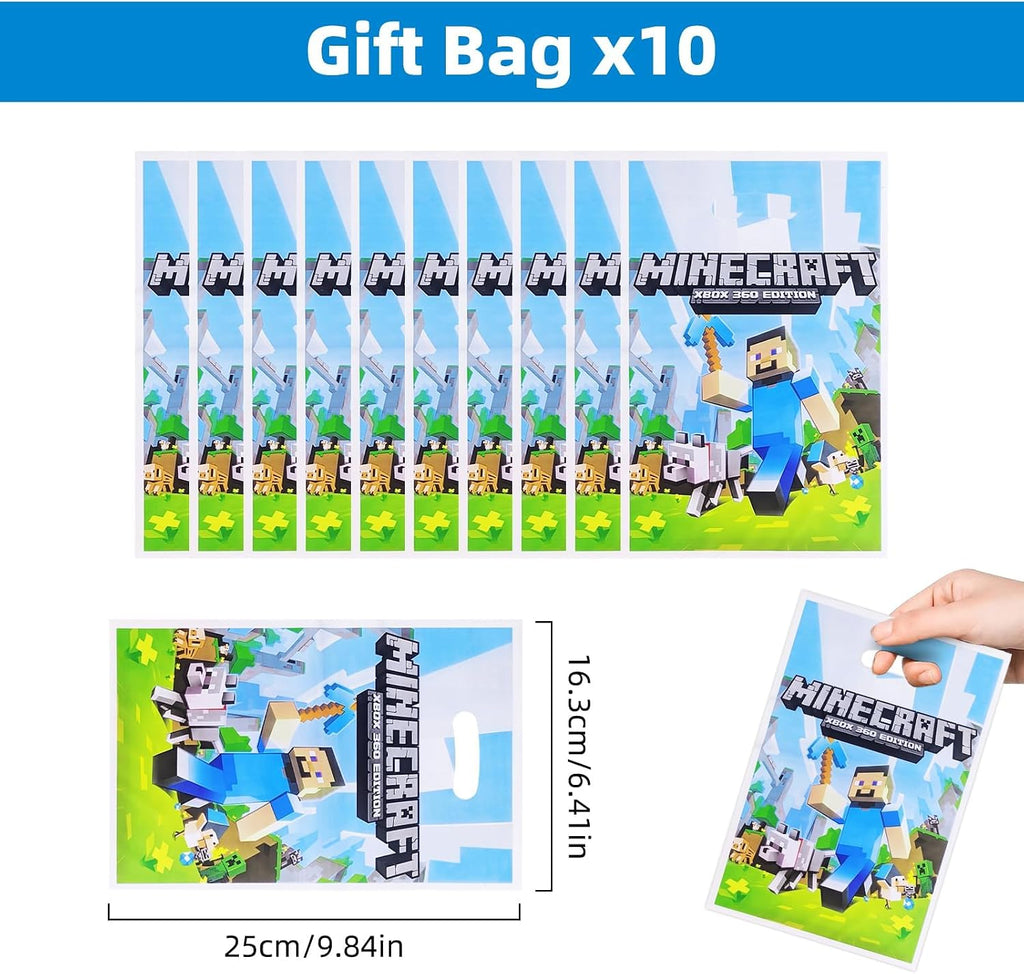 For Pixel Style Birthday Party Supplies, 90pcs Party Favors for , Includes 50 Stickers, 10 Gift Bags, 10 Wristbands, 10 Keychains, 10 Badges.