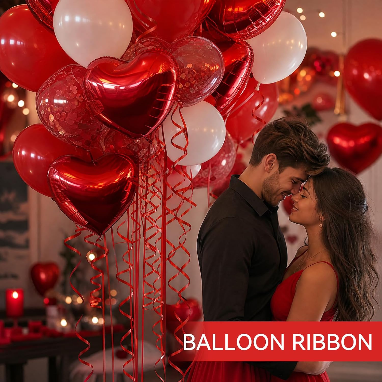 TONIFUL 500 Yards Bright Red Curling Ribbon Metallic Party Balloon String | Vibrant Red Ribbon for Gift Wrapping, Florist Bouquet, DIY Crafts, Christmas, Valentine‘s, Birthday, Summer Party Decorations