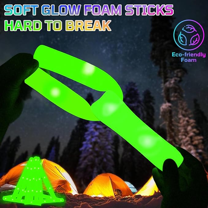 Foam Glow Sticks Bulk, 30 PCS Green Light Up Foam Sticks 3 Modes, Glow Party Supplies for Wedding,Raves, Carnival, Concert, 4th of July, Halloween, Christmas, New Year