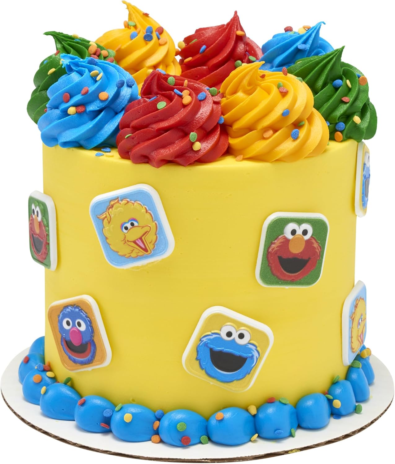Sesame Street Rings, 24 Cupcake Toppers Featuring Elmo, Big Bird, Cookie Monster, Grover, Bright Colorful Cupcake Decorations, Food Safe - 24 Pack