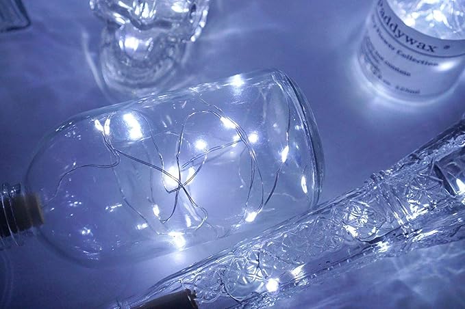 Wine Bottle Lights with Cork Switch, 15 LED 8 Pack Battery Operated Mini Fairy Copper Wire Cork String Lights for Party Wedding Christmas Festival Decoration (Cool White)