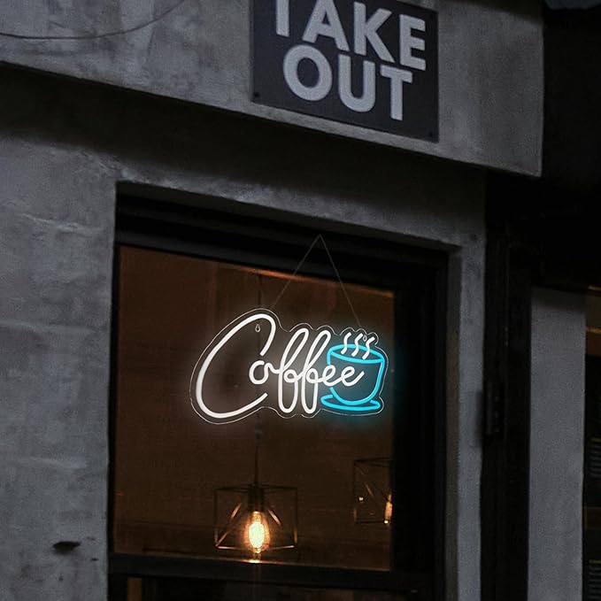 Coffee Neon Sign Led Wall Art Decor Coffee Bar Sign Light Up for Cafe Station Home Room USB Powered 16.5"x8.6"