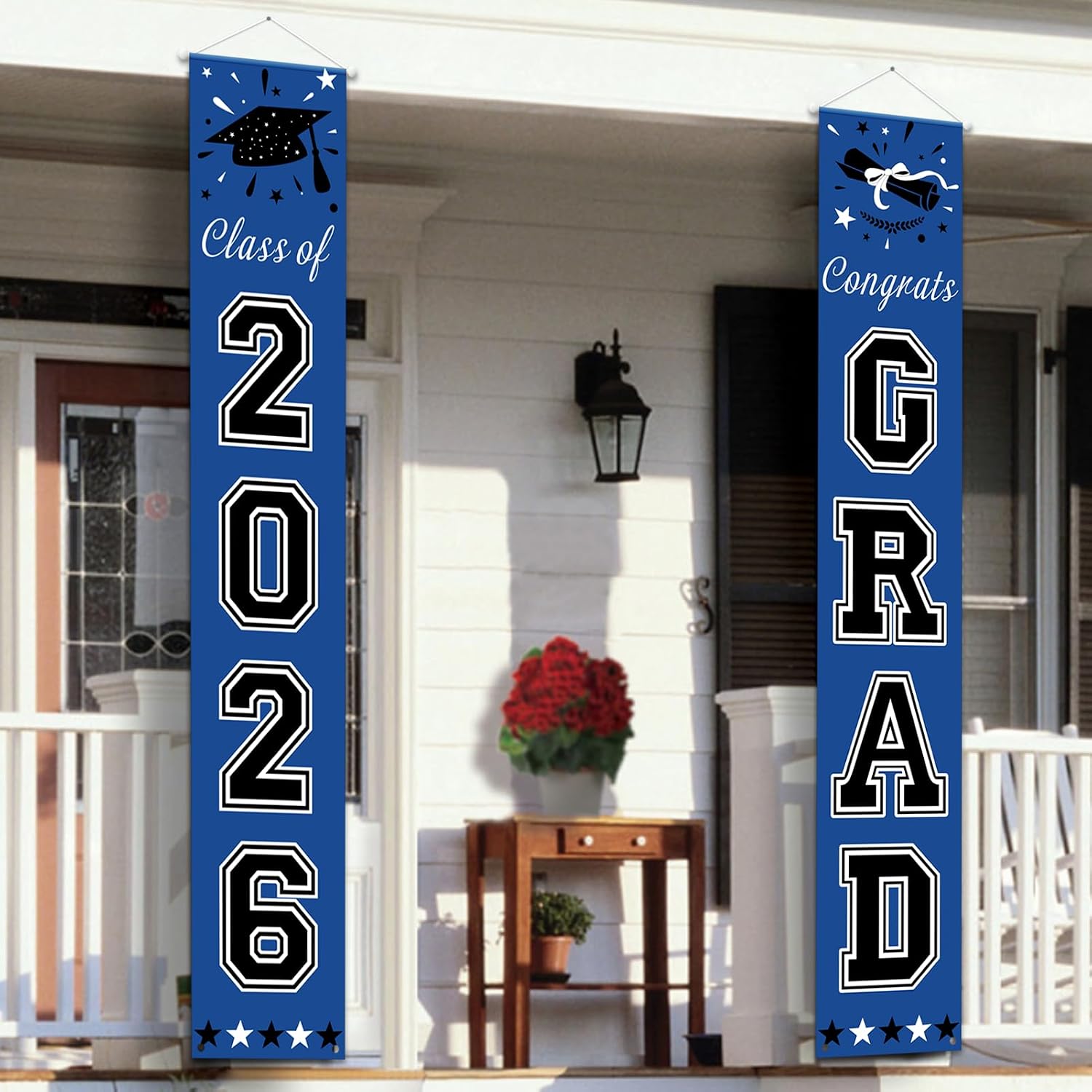 DAZONGE 2026 Graduation Decorations Blue, Congrats Grad Porch Banner for Any Schools or Grades 2026 Graduation Party Decorations
