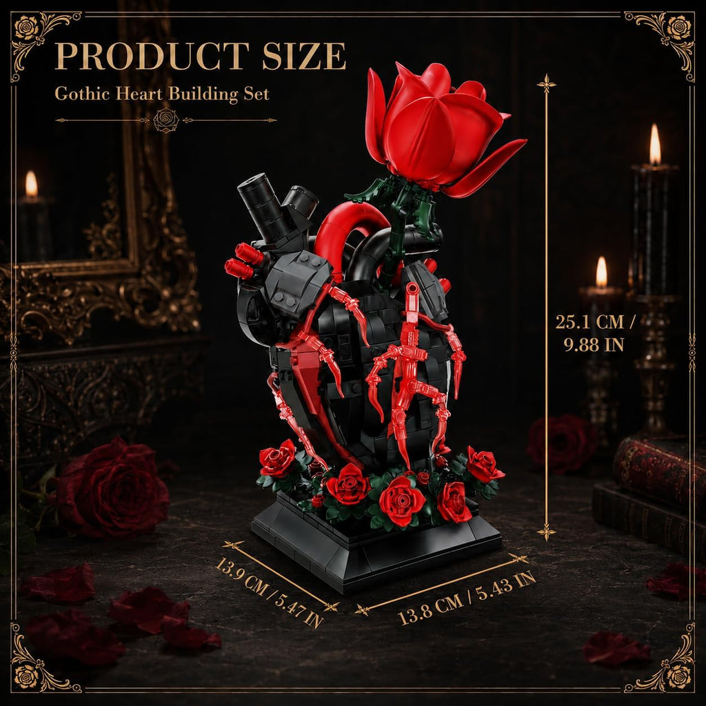 gothic heart rose building block set anatomical heart, side view
