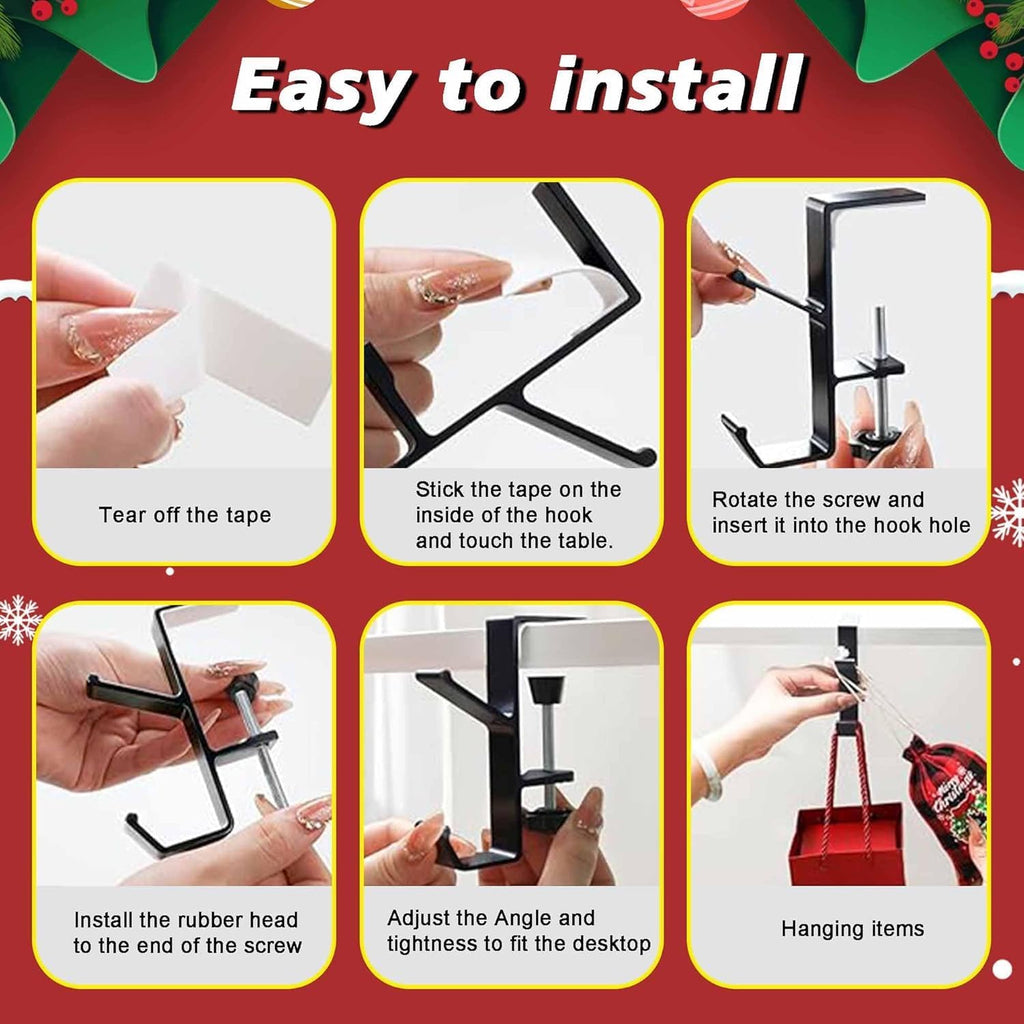 Fireplace Stocking and Garland Hanger, 2 in 1 Mantel Hanger for Garland, Fireplace Stocking Holders for Mantle Garland Hooks for Xmas Holiday Home Party Decoration (Black,3)