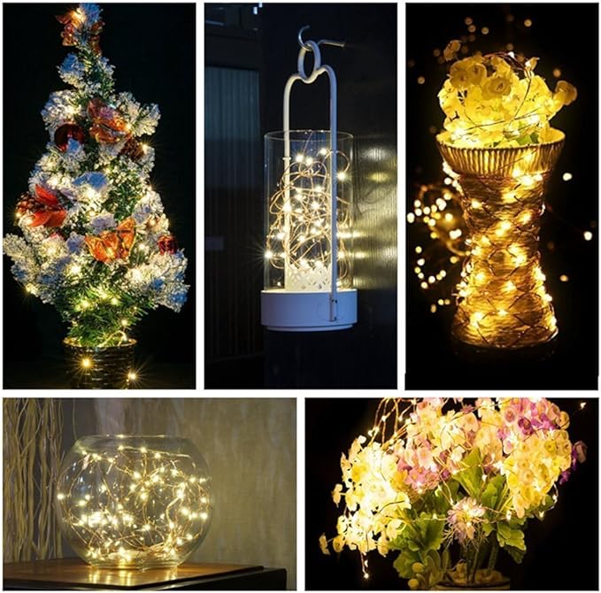 ANJAYLIA 33Ft LED Fairy Lights Battery Operated String Lights 100 LED Firefly Lights Garden Home Bedroom Christmas Party Wedding Festival Decorations, Warm White