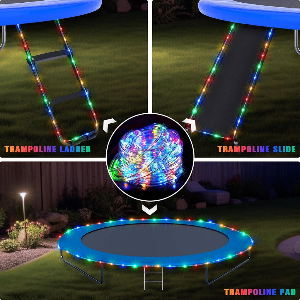 JMEXSUSS 2 Pack Battery Operated String Lights Outdoor with 8 Modes | Total 200 LED 66ft Battery Powered Rope Lights with Remote &Timer, Camping Lights for Trampoline Camping Decor (Multicolor)