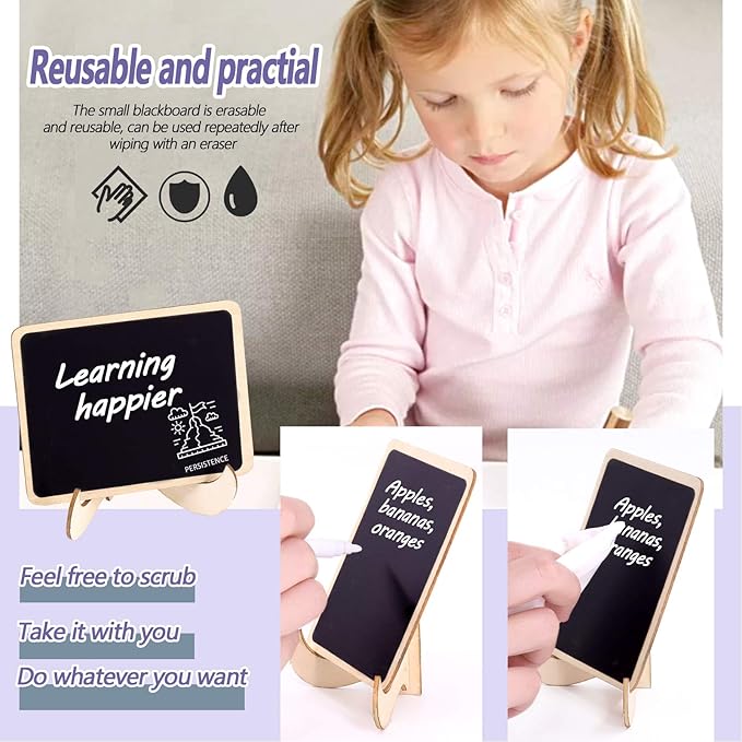 Swpeet 30Pcs Mini Chalkboards Signs with Liquid Chalk Markers and Easel Stand, Clouds Message Board Signs for Weddings Place Cards, Birthday Parties, Table Numbers and Event Decorations