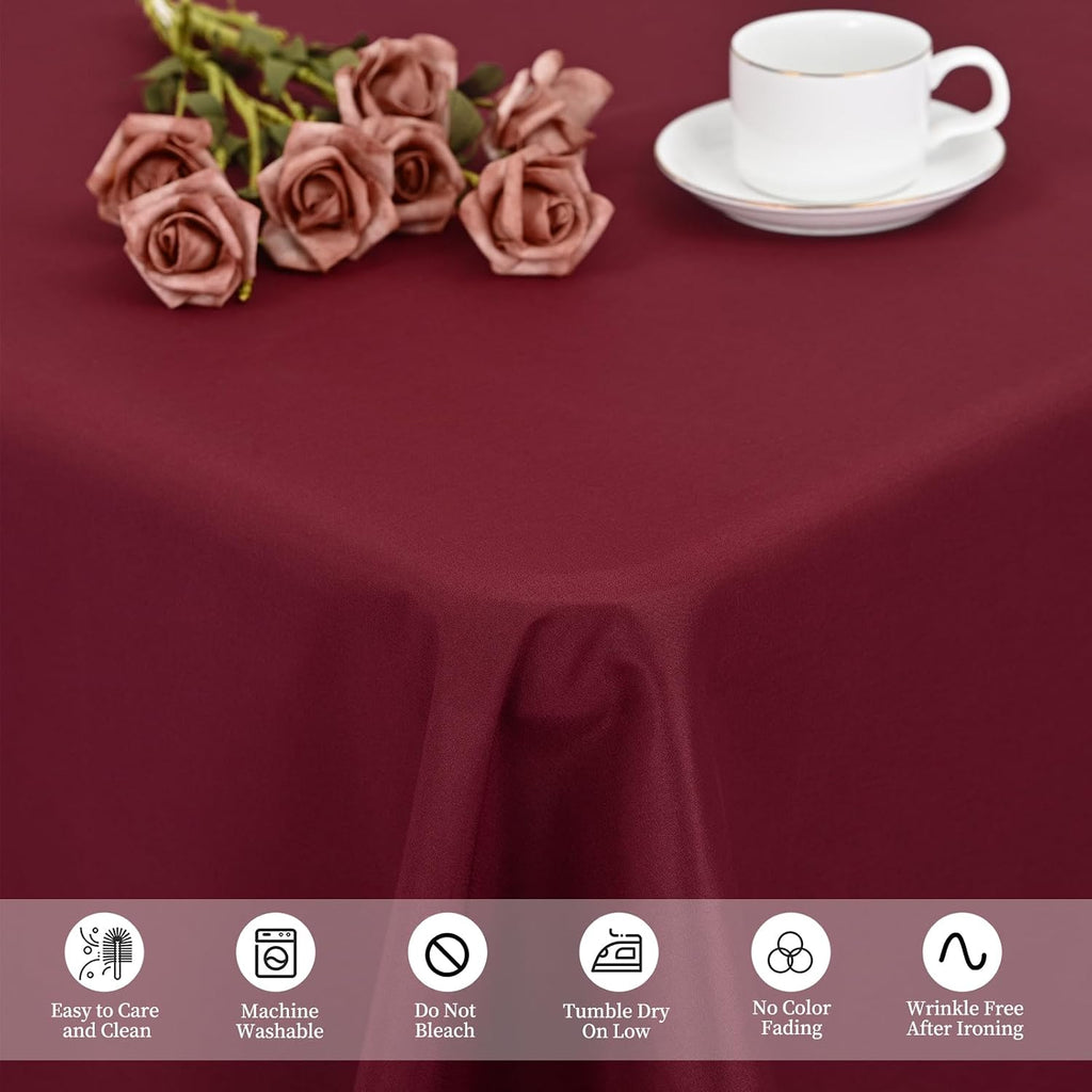 burgundy tablecloths for 8ft tables-60 x 126 inch, side view