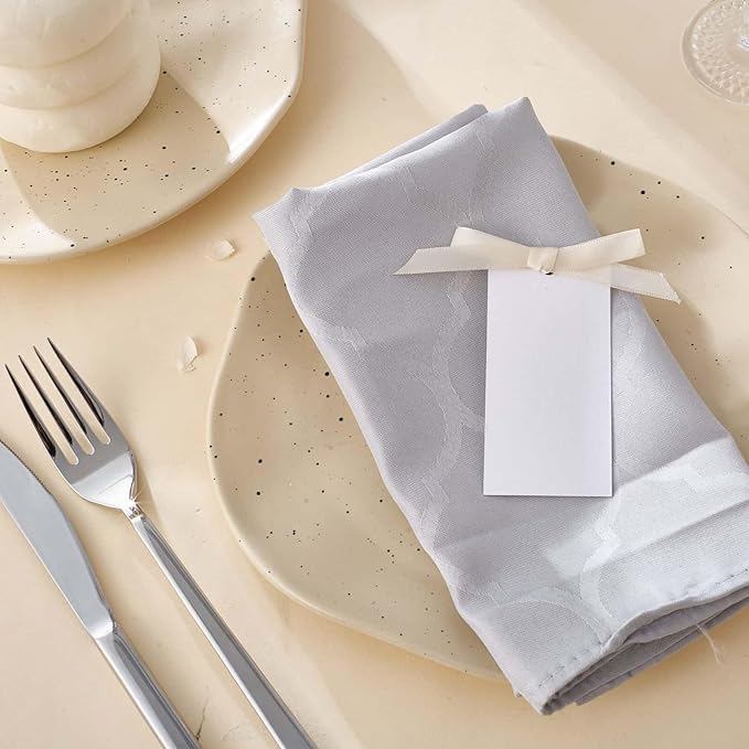 60pcs Wedding Banquet Place Cards for Table Setting.Name Table Cards .Name Cards with Off White Ribbons. Can be Used for Wedding Banquet Table Decoration and Present Tags for Parties (Beige)