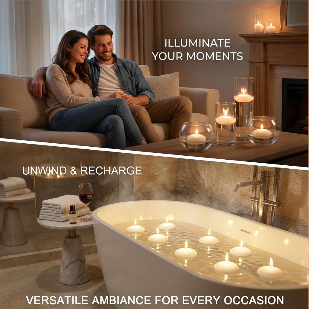 MAQIHAN 30 PCS White Floating Candles - Small Floating Candles for Centerpieces Unscented Dripless Wax Burning for Home Decorations, Weddings, Parties, Holiday, Special Occasions and Christmas