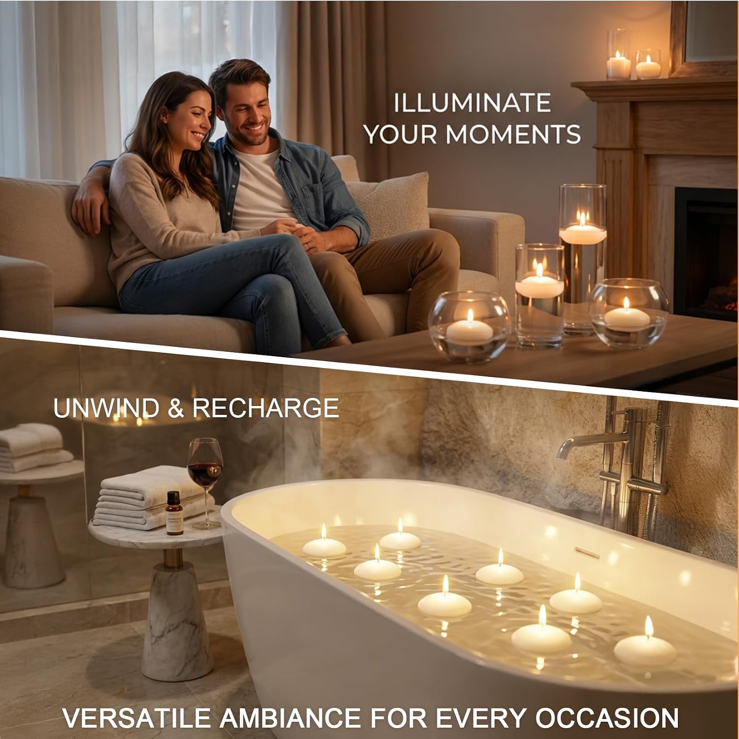 MAQIHAN 30 PCS White Floating Candles - Small Floating Candles for Centerpieces Unscented Dripless Wax Burning for Home Decorations, Weddings, Parties, Holiday, Special Occasions and Christmas