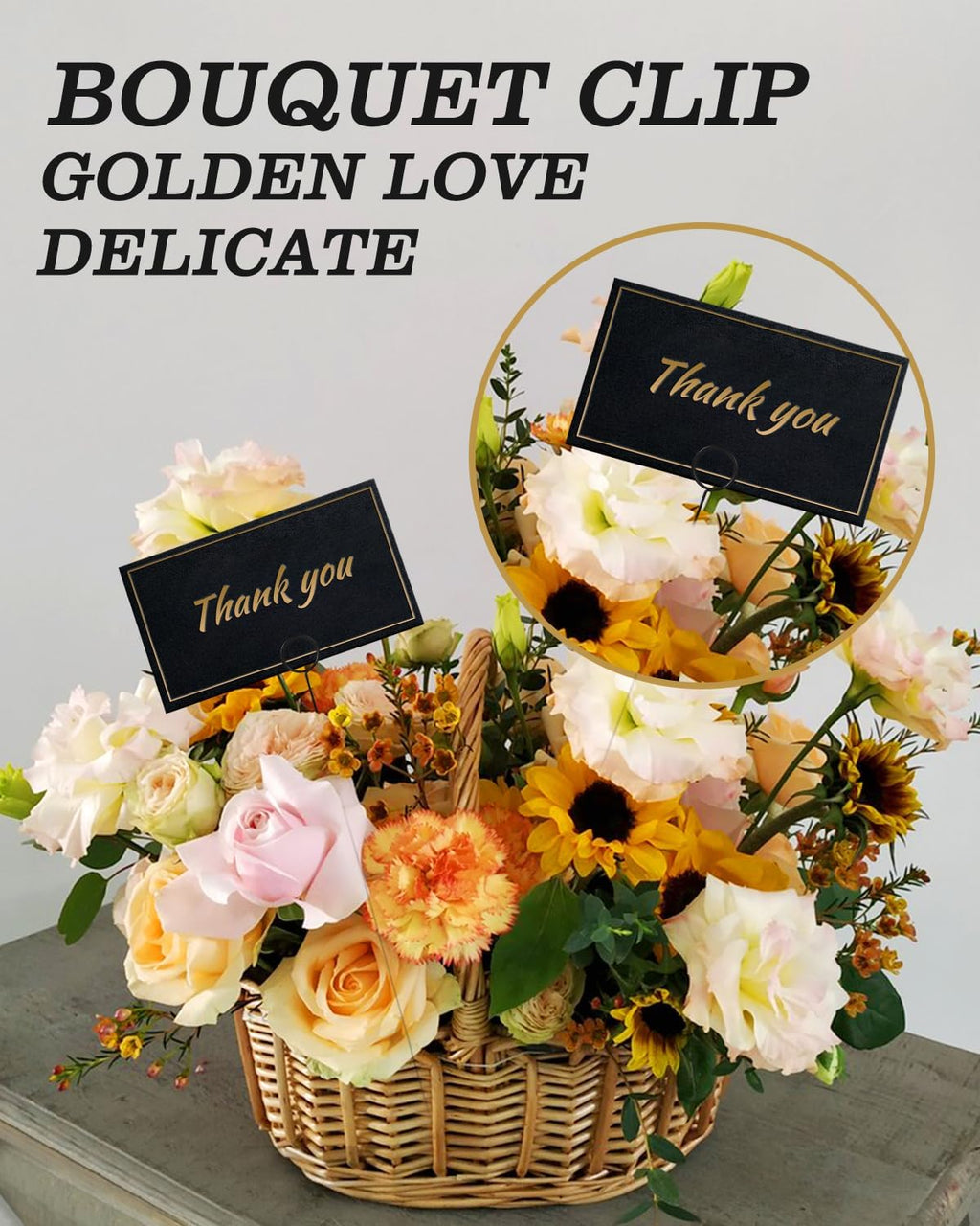 Avsty 30Pcs Floral Card Holder Picks-Wire Place Card Holder for Wedding-Metal Photo Picture Clip Holder-Table Name Number Holder,Memo Note Holder for Flower Arrangement,Wedding,Party(Black, Round)