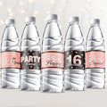 Zonon 39 Pieces Happy 16 Water Bottle Labels 16th Birthday Water Bottle Wrappers Happy Sixteen Waterproof Label Stickers for 16th Girls Birthday Party Decorations Guests Favors (Pink)