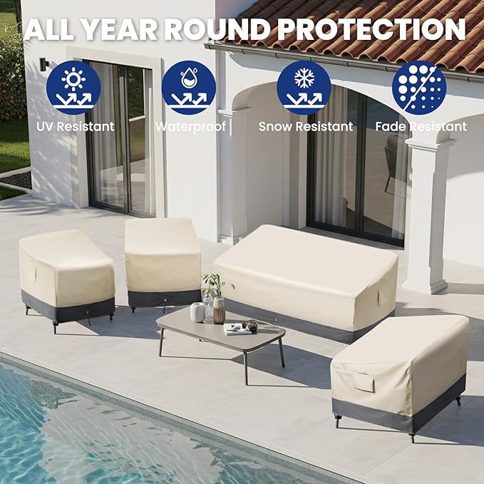 2 Pack Extra Heavy Duty Waterproof Patio Chair Covers for Outdoor / Swivel/ Rocking Chair - Medium Adirondack Chair Covers with Air Vent, 30"W x 34"D x 38.5"H