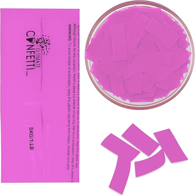 Ultimate Confetti, Pink Biodegradable Confetti - Rectangular Fluttering Tissue Paper Confetti for Cannon and Launcher use – Best for Gender Reveal, Wedding, Parties, and Live Events - 1 lb, 16 oz