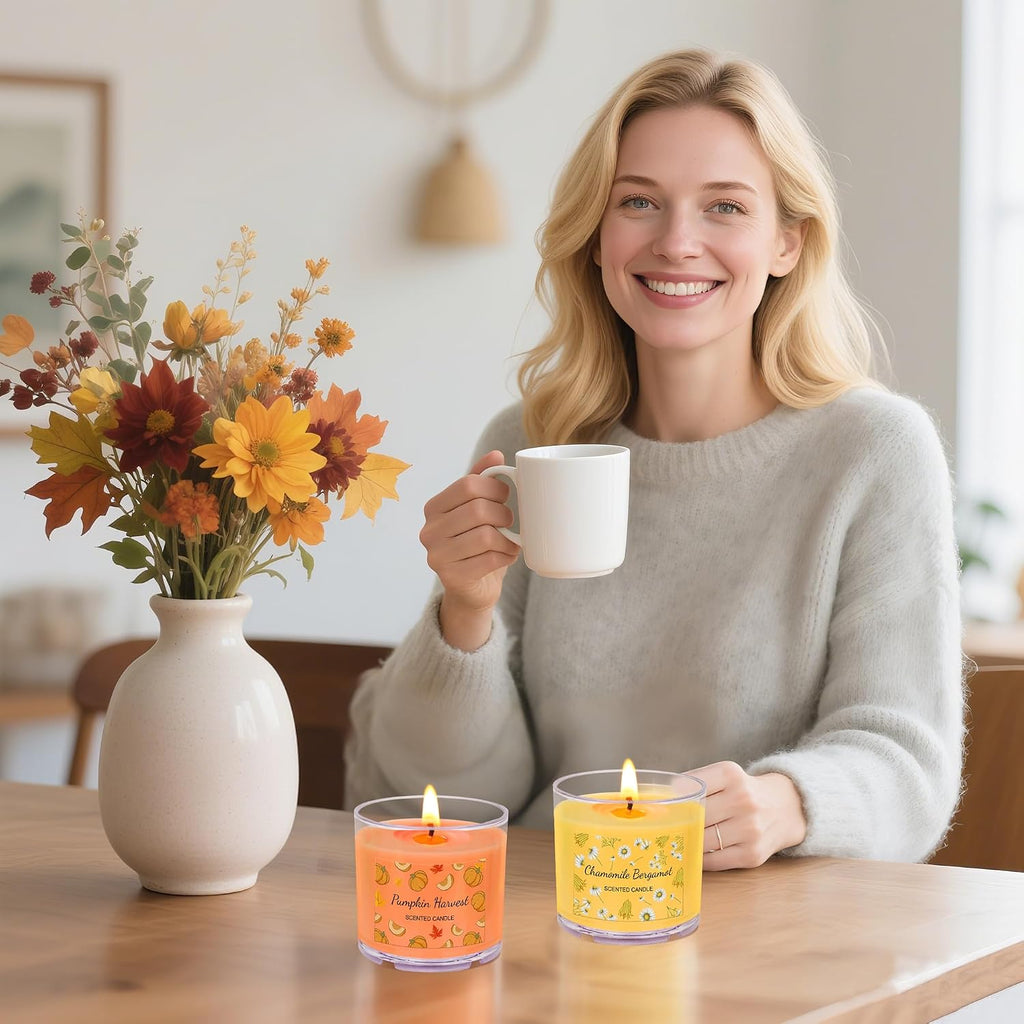 Fall Candles Bulk, 12 Pack Scented Candles for Home, Candle Set for Women, Small Soy Candle Scent of Pumpkin Vanilla Caramel Lavender, Mini Candle Gift Set for Mothers Day Birthday Christmas Birthday