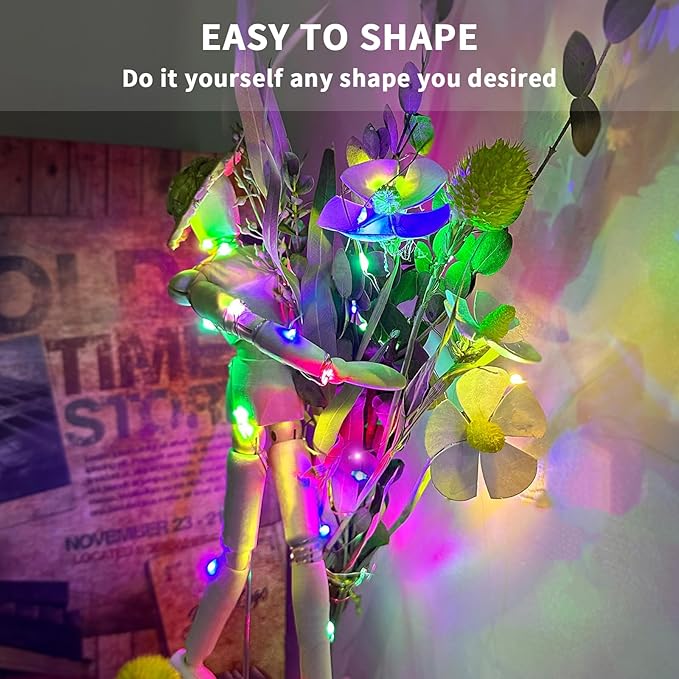 Aogist Led Fairy Lights 3 Modes Battery Operated String Lights Waterproof Silver Wire 7 Feet Firefly Starry Moon Mason Jar Lights for DIY Wedding Party Christmas (Pink, 20 Pack)