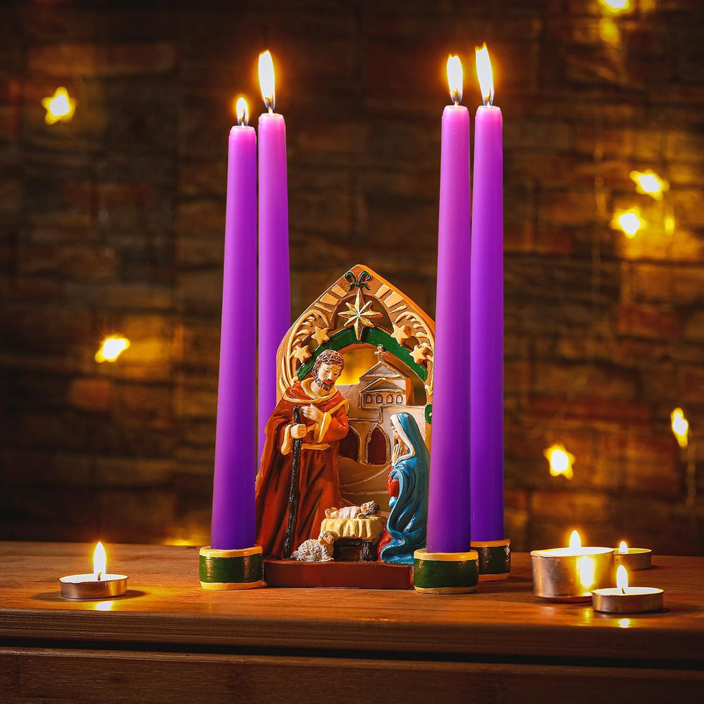 Nativity Advent Decorations Advent Candle Holder Holy Family Nativity Scene with Arch Candle Holder Religious Decors for Christmas Supplies(Multicolor)