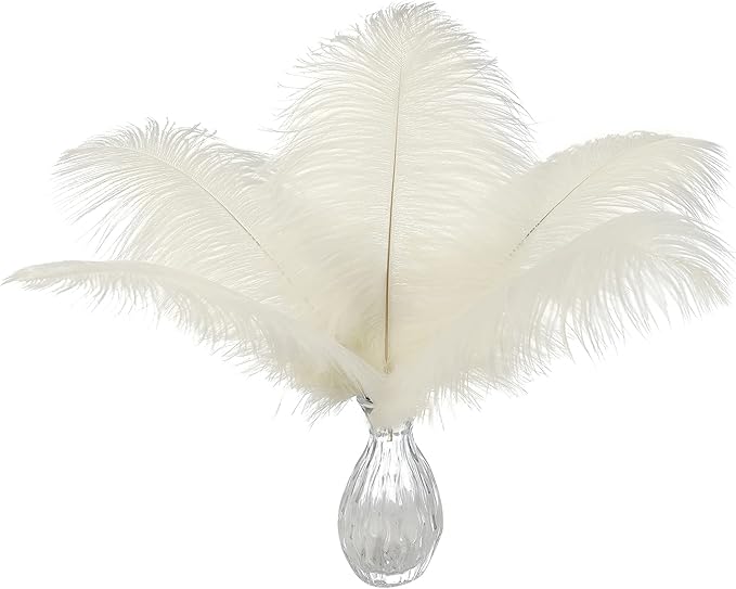Ballinger Beige Ostrich Feathers Bulk - 24pcs 10-12inch Boho Feathers for vase，Wedding Party Centerpieces and Home Decor