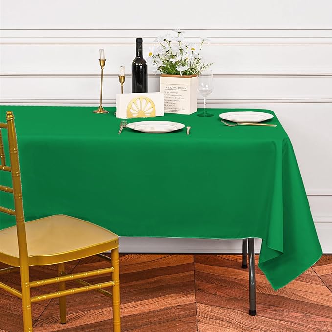 10 Pack Green Tablecloths for 6ft Rectangle Tables 60 x 102 Inch - Polyester Table Cover Stain and Wrinkle Resistant Washable Fabric Table Clothes for Wedding Party Banquet Reception Restaurant