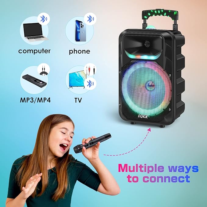 Karaoke Machine with 2 Wireless Microphones, Party Speaker for Adults New Party Portable PA System Outdoor Bluetooth 5.3 Speakers Wireless with Party Light (Stage-subwoofers)