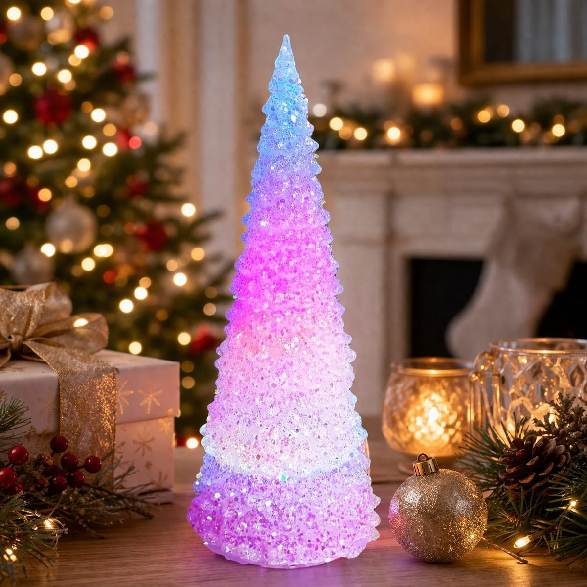 moments in time color changing acrylic christmas tree, main product view