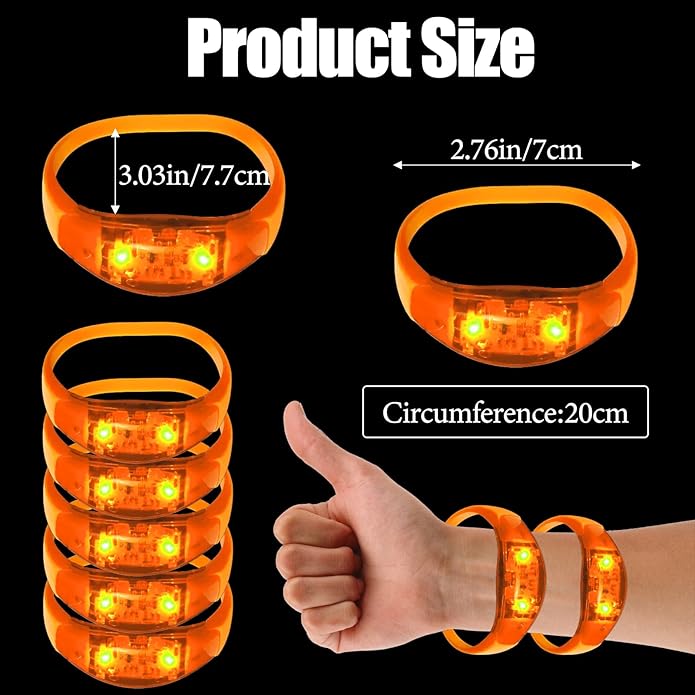 100 Pcs LED Bracelets Sound Activated with Flashing LED Strobe Music Control Light Up Bracelets for Rave, Game Prizes, Birthday Party Favor,Valentine's Day gift