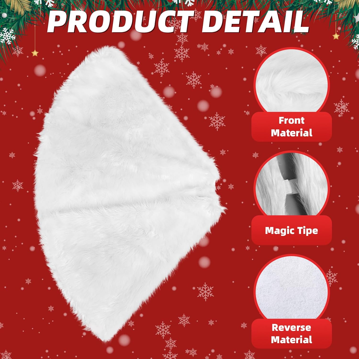 Christmas Tree Skirt 60 Inches, White Tree Skirts Xmas Faux Rabbit Fur Tree Skirts Christmas Decorations for Holiday Christmas Party Home Decorations