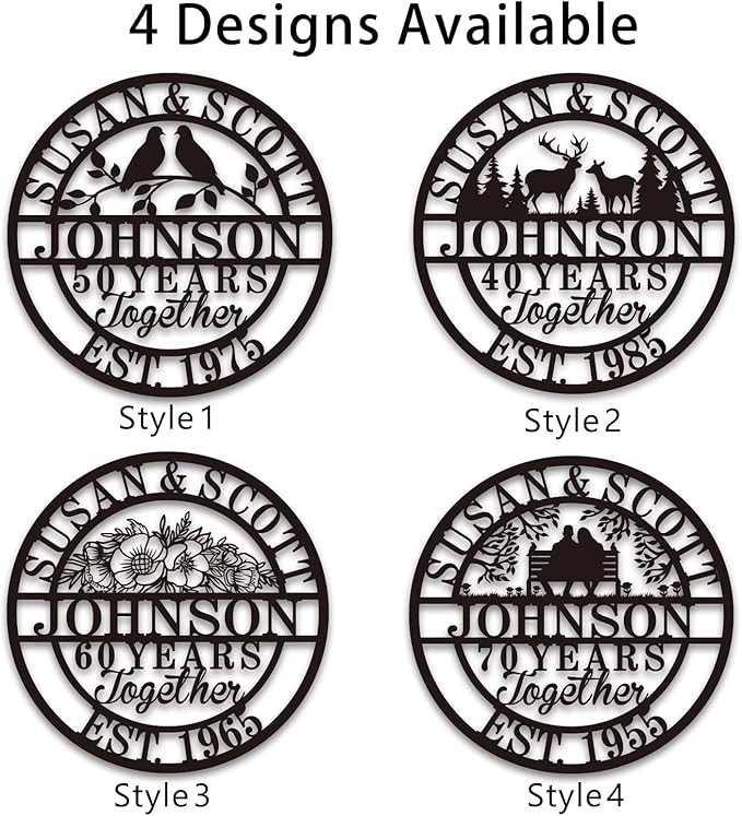 Personalized Wedding Anniversary Sign Gifts, Custom 50th 40th 65th 60th 25th 70th Anniversary Metal Sign, Wedding Gifts for Couples, Custom Name Sign, House Warming Gifts New Home