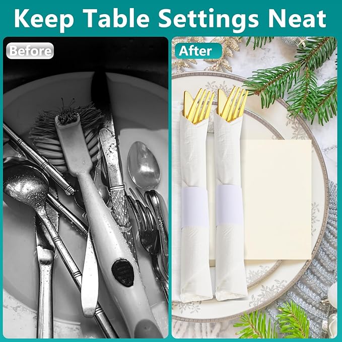 Paper Napkin Bands,Napkin Rings Self Adhesive,Silverware Wraps Bands(White,2000 pcs)