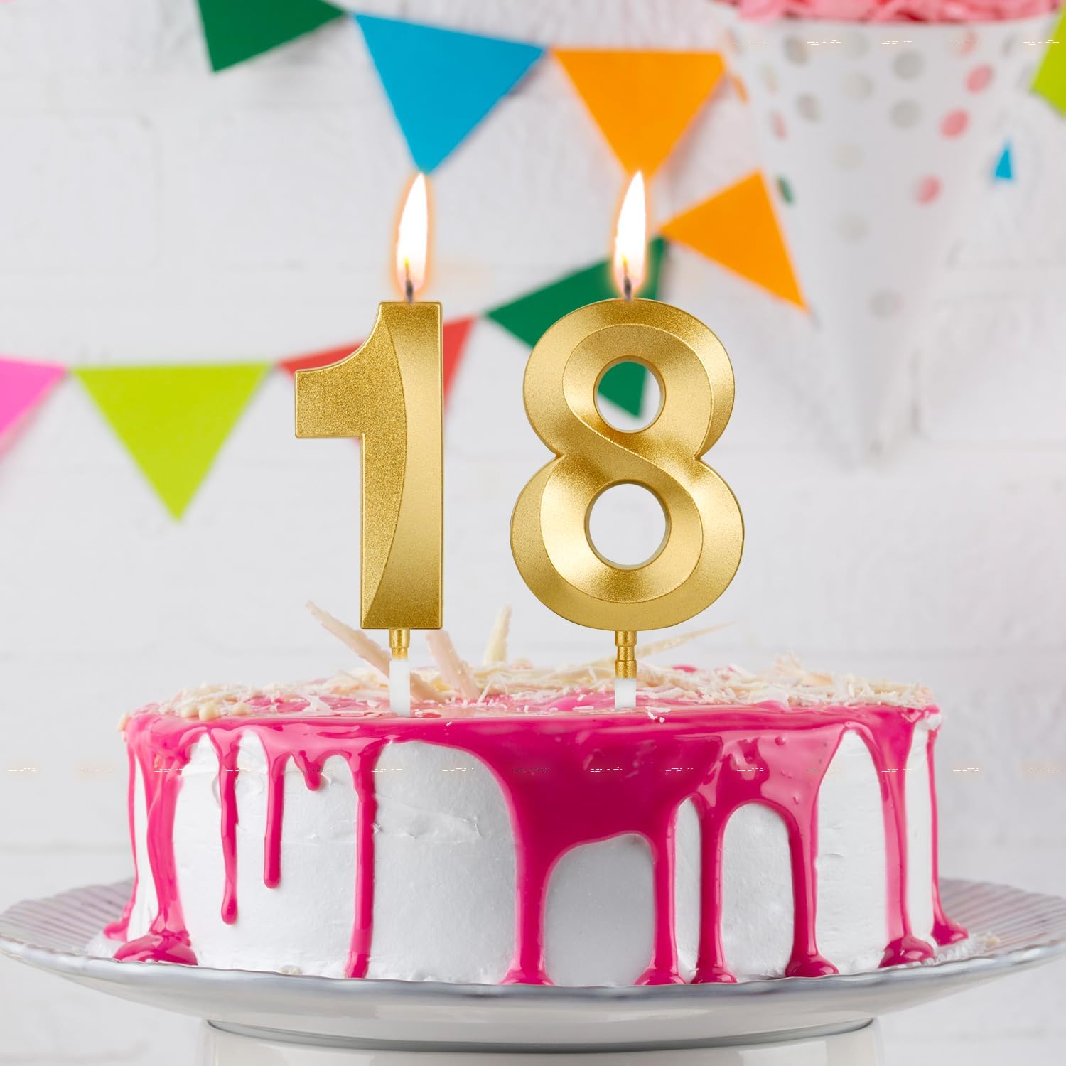 Birthday Candles, 1.96 Inch Number 28 Happy Birthday Candles, Number Candles Decoration for Birthday Party and Anniversary Celebration(Champagne Gold)