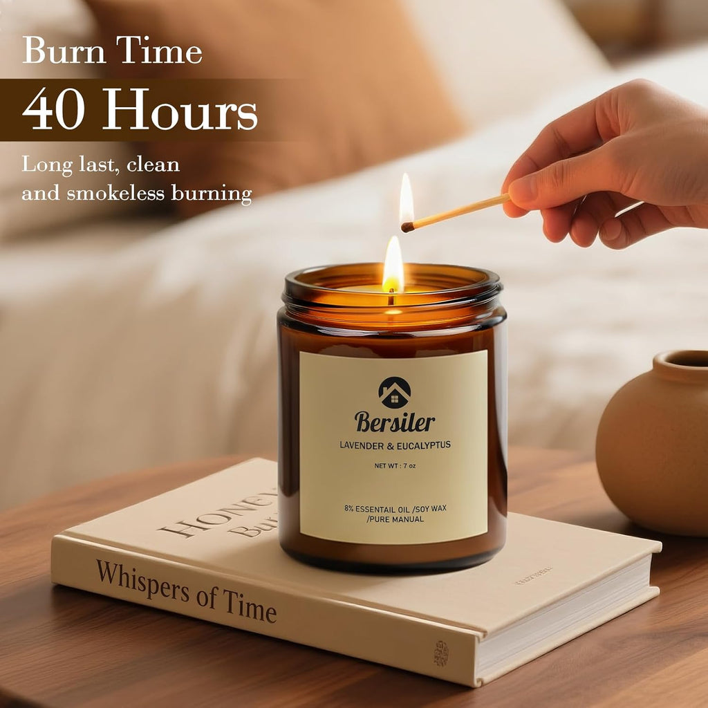 Aromatherapy Candles, Scented Candles, 7OZ Lavender Eucalyptus Candles Stress Relief and Relax for Home & Bedroom Gift for Women Birthday Christmas, Soy Wax Candle