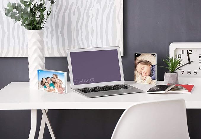 TWING 5 x 7 Inch 3 Pack Acrylic Photo Frame Horizontal Magnet Double Sided Acrylic Picture Frames Set with Microfiber Cloth,10+10MM Thickness Clear Picture Frame Desktop Display Gift Ideal