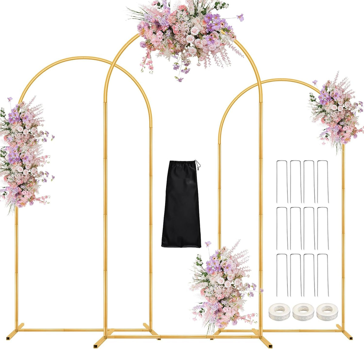 DEVISEFUN 7.2FT, 6.6FT, 6FT Arch Backdrop Stand with Base Set of 3