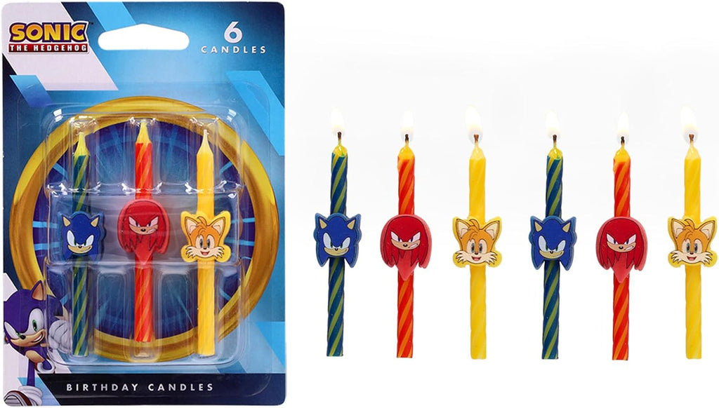 Sonic the Hedgehog Cake Candles | 6 Birthday Cake Candles Featuring Sonic, Knuckles, & Tails, for Sonic Party