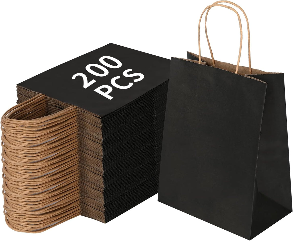joybe 200 pack 8x4.75x10 inch medium black kraft, main product view