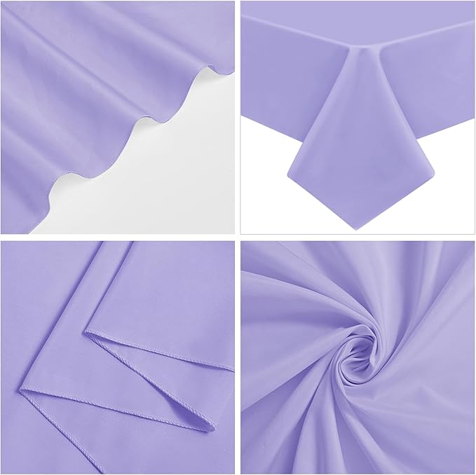 6 Pack Lavender Tablecloths for 8ft Rectangle Tables 60 x 126 Inch - Polyester Table Cover Stain and Wrinkle Resistant Washable Fabric Table Clothes for Wedding Party Banquet Reception Restaurant
